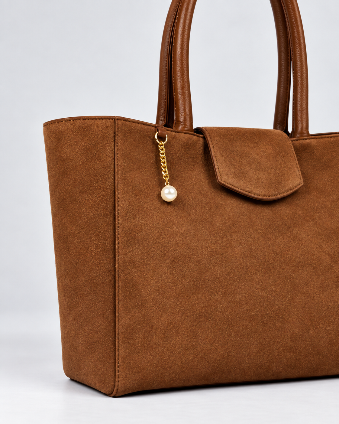 PERLA N°4 Tote — Suede — Chocolate — 03
