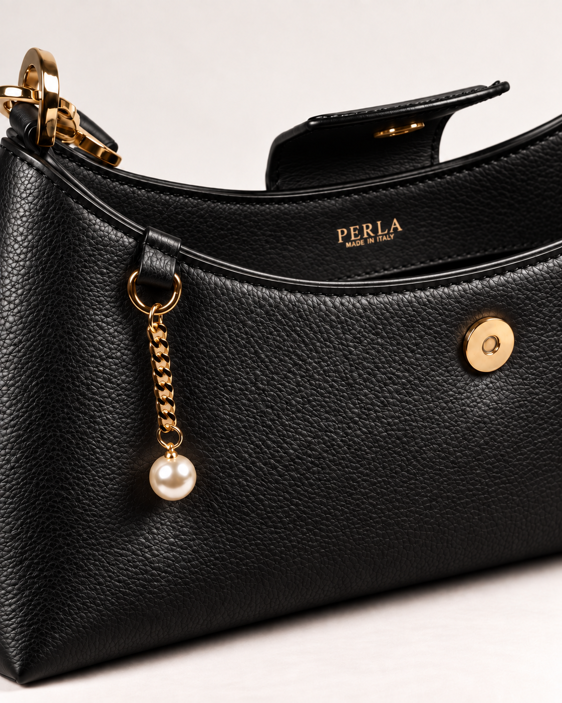 PERLA N°5 Shoulder Bag — Vitello Granato — Black — 04