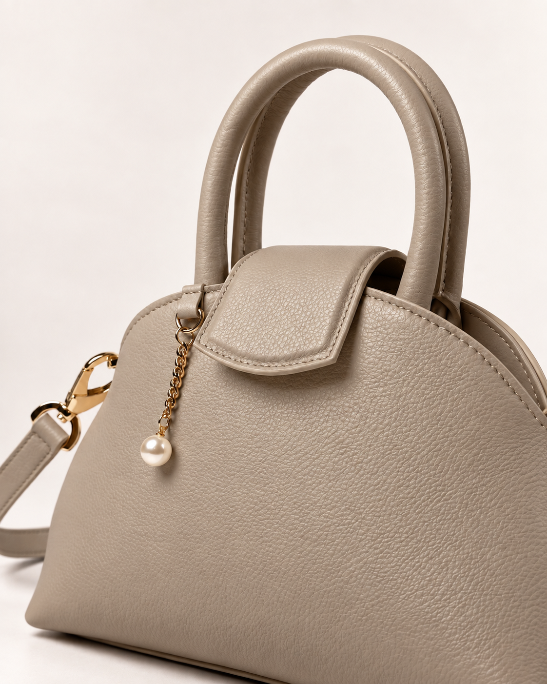 PERLA N°2 Top Handle — Vitello Granato — Taupe — 04