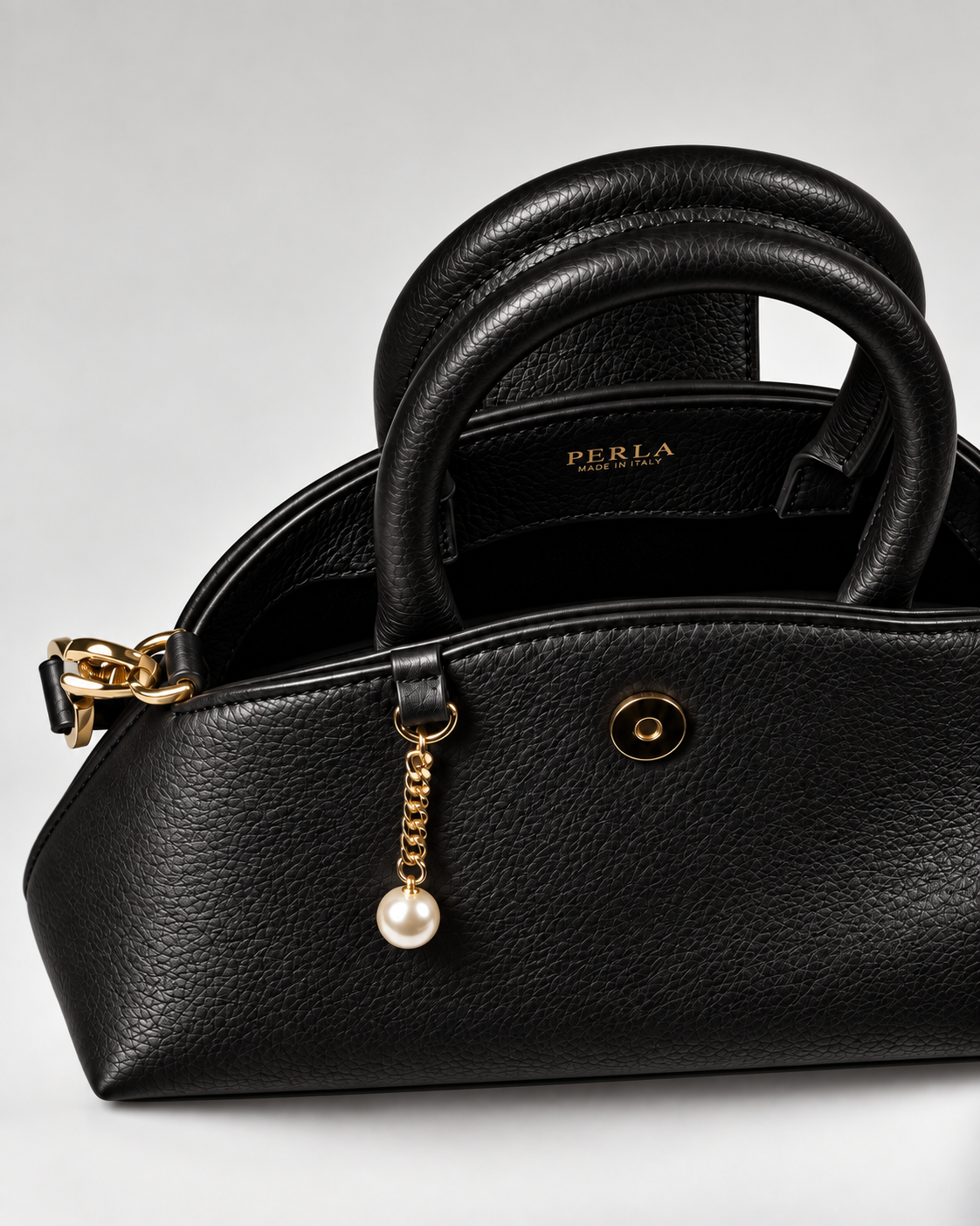 PERLA N°2 Top Handle — Vitello Granato — Black — 02
