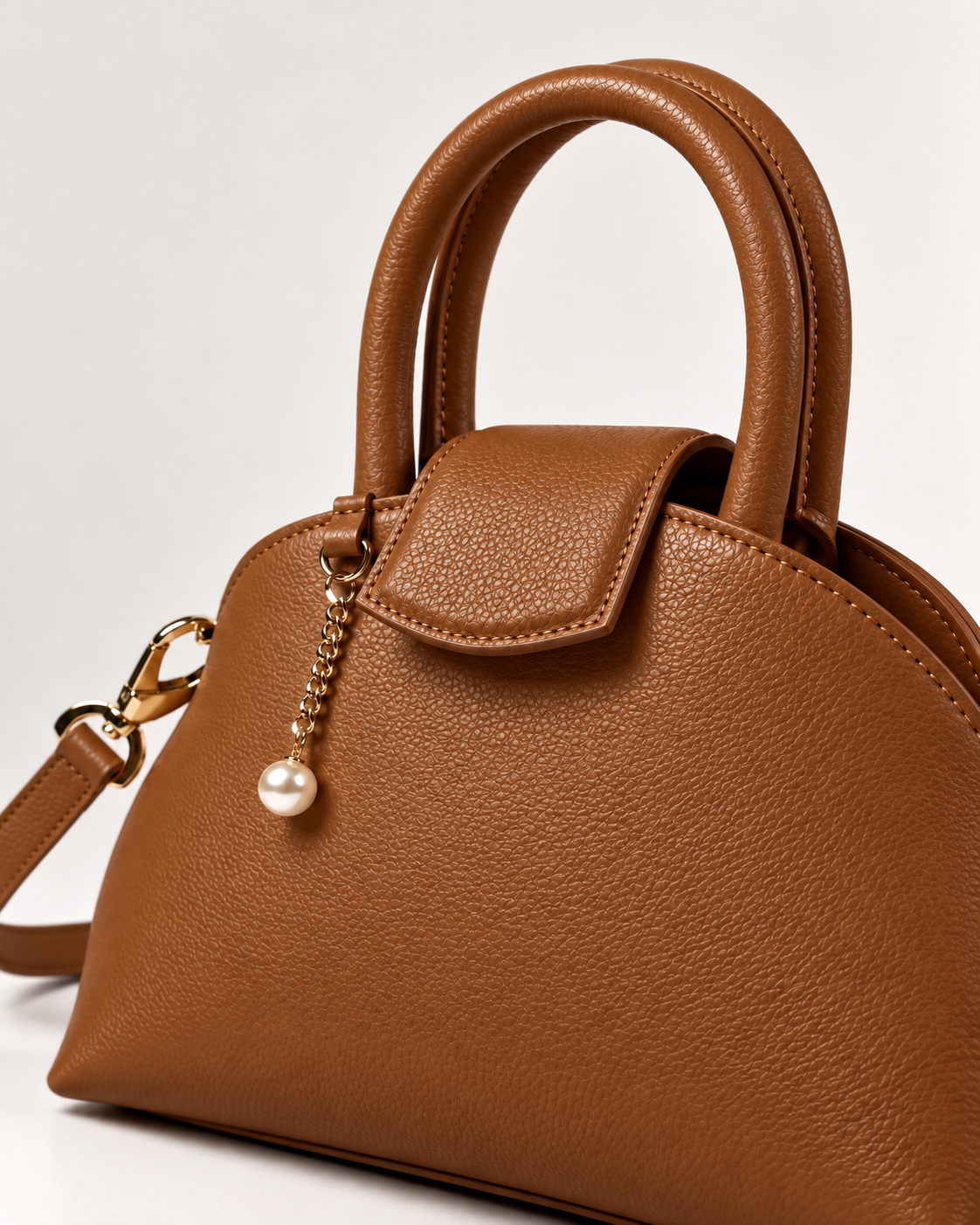 PERLA N°2 Top Handle — Vitello Granato — Caramel — 04