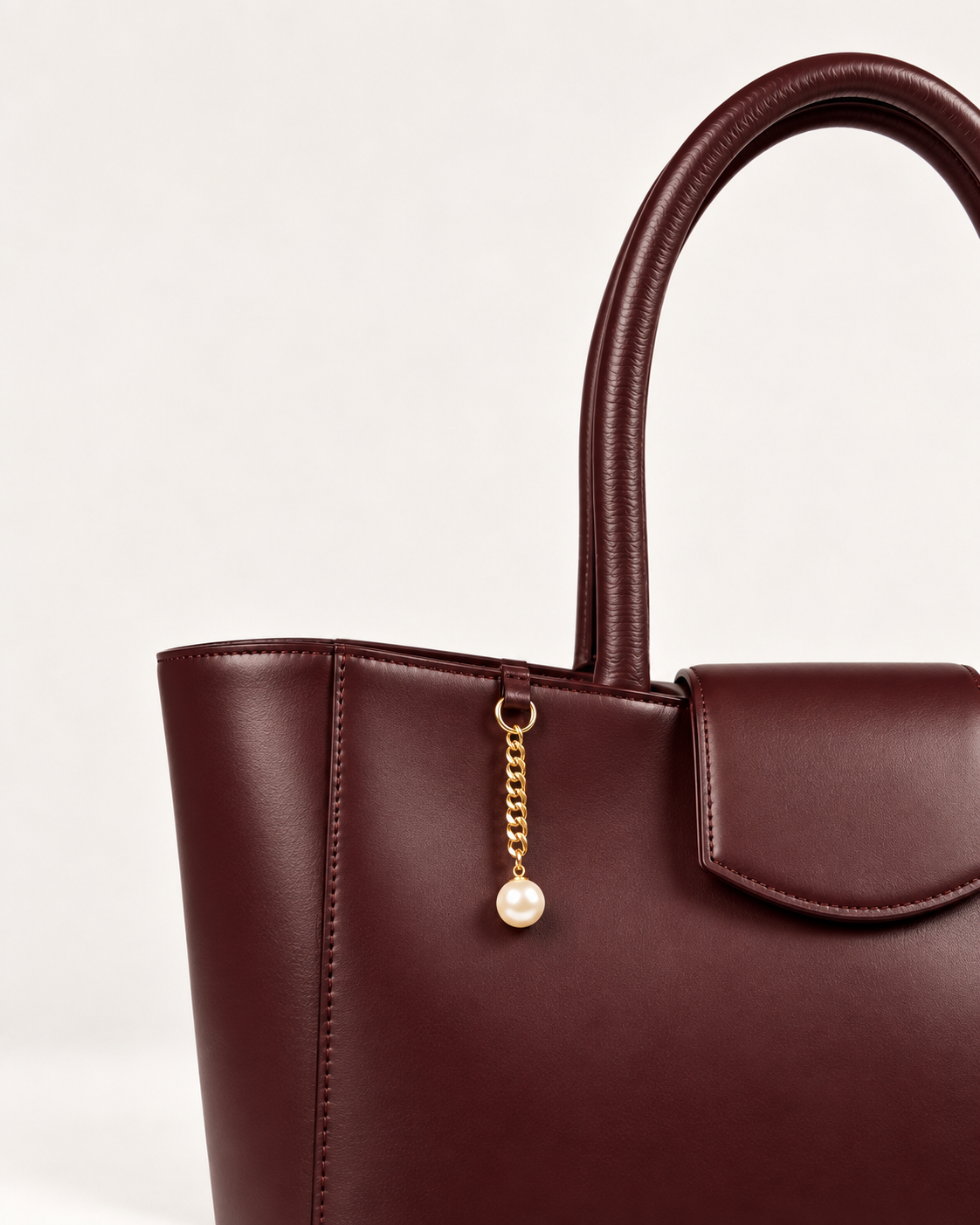 PERLA N°4 Tote — Vitello Natural — Bordeaux — 03