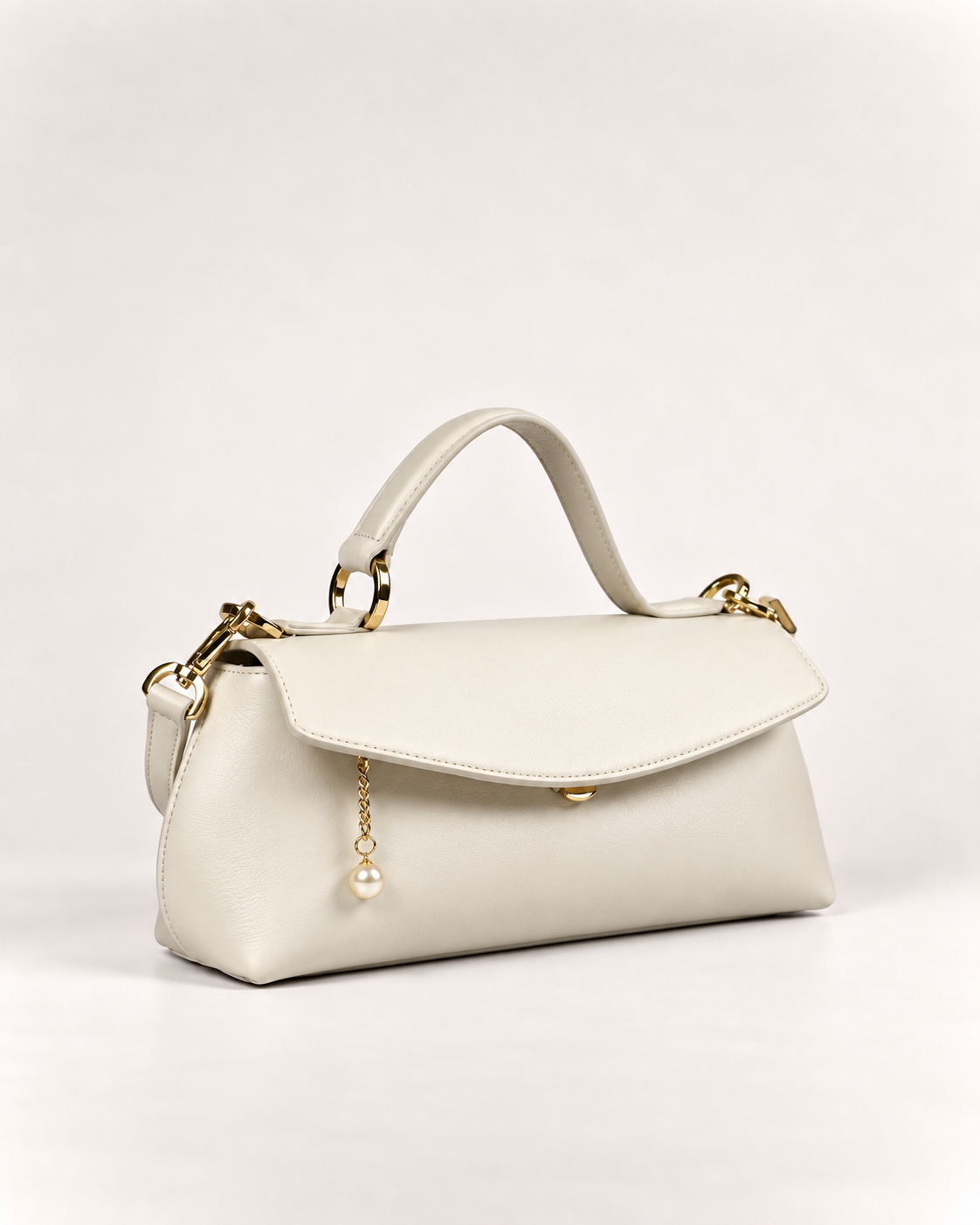 PERLA N°3 East-West — Vitello Natural — Pearl White — 01