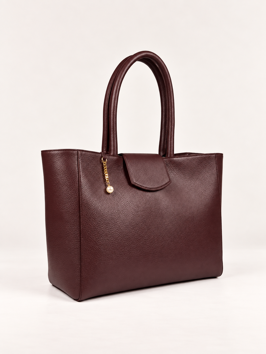 PERLA N°4 Tote — Vitello Granato — Bordeaux — 01