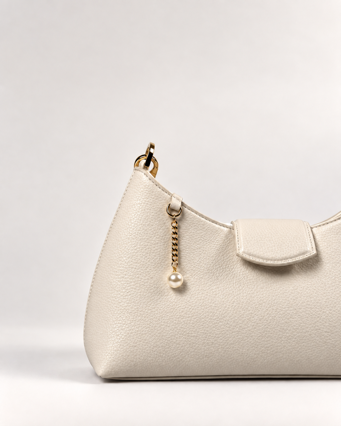 PERLA N°5 Shoulder Bag — Vitello Granato — Pearl White — 04