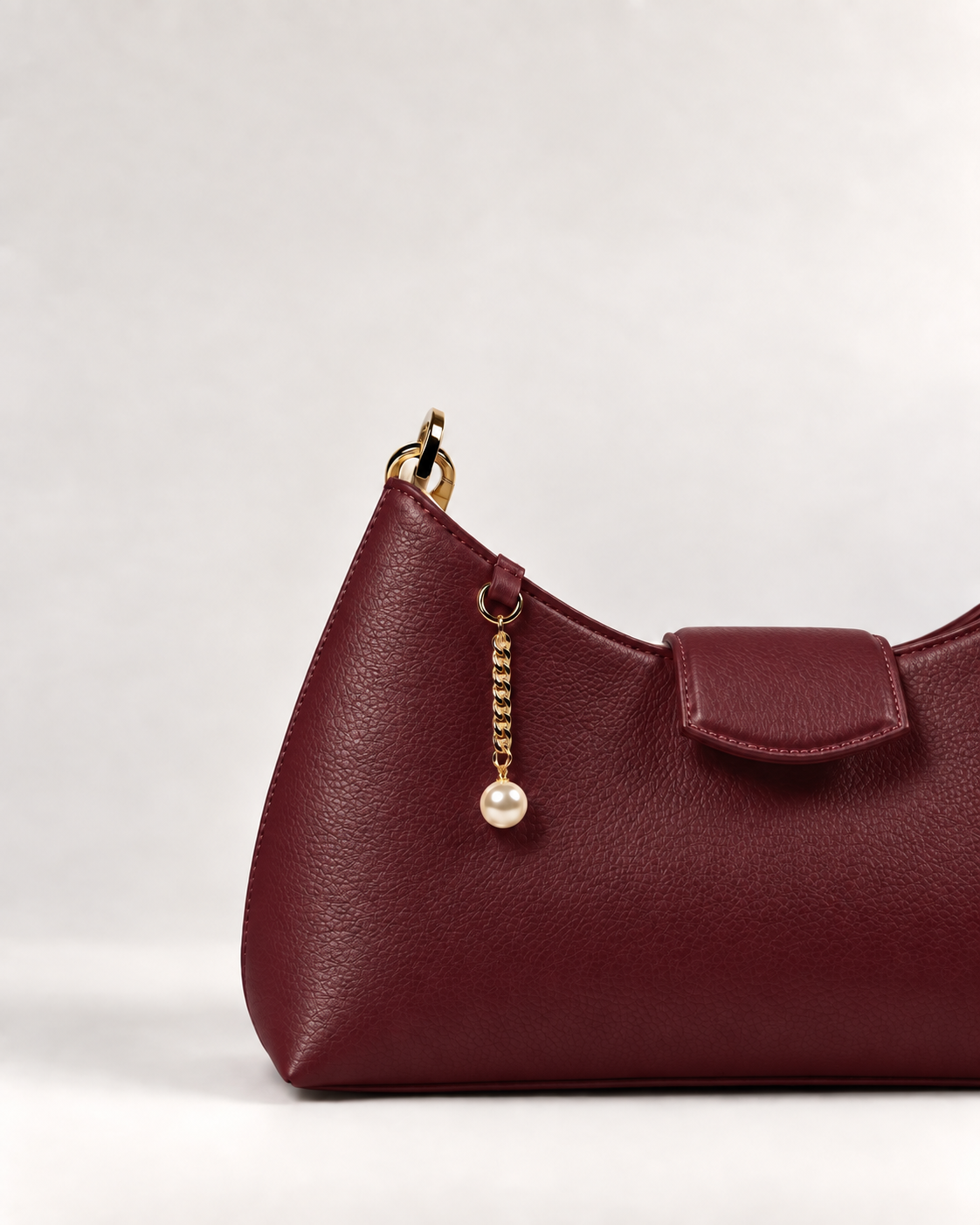 PERLA N°5 Shoulder Bag — Vitello Granato — Bordeaux — 04