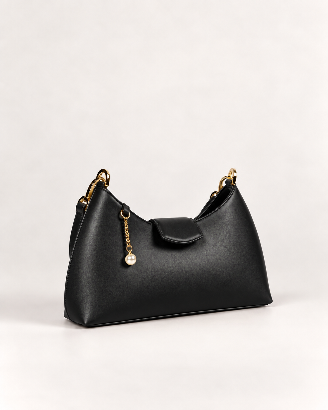 PERLA N°5 Shoulder Bag — Vitello Natural — Black — 01