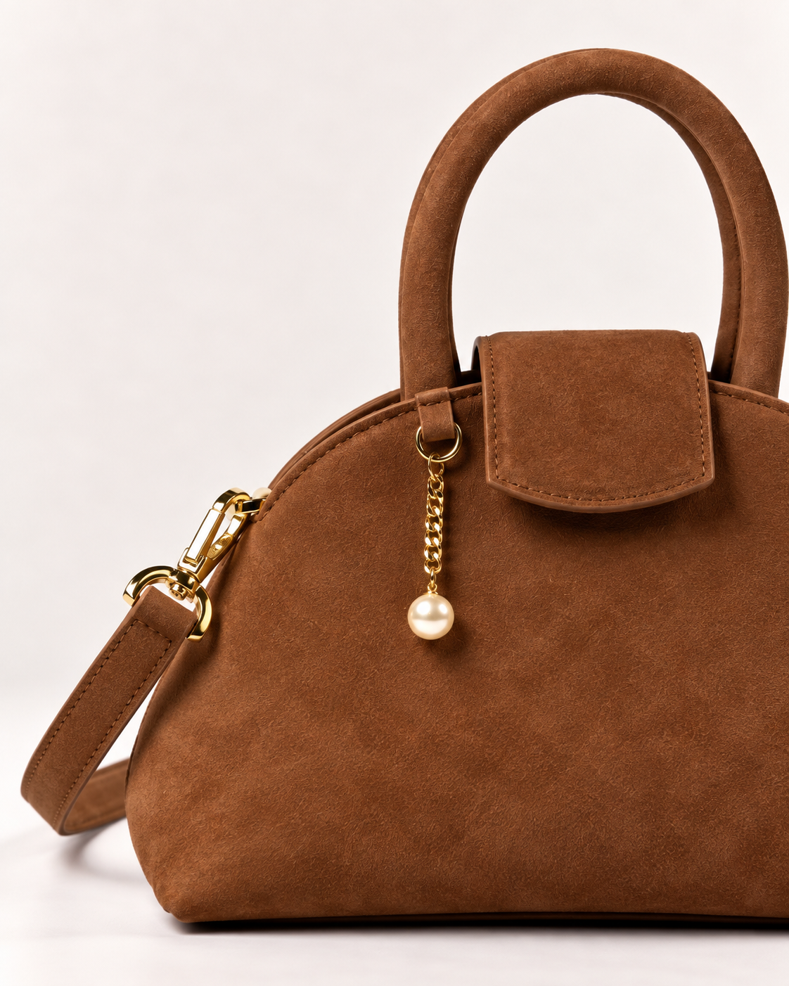 PERLA N°2 Top Handle — Suede — Chocolate — 03