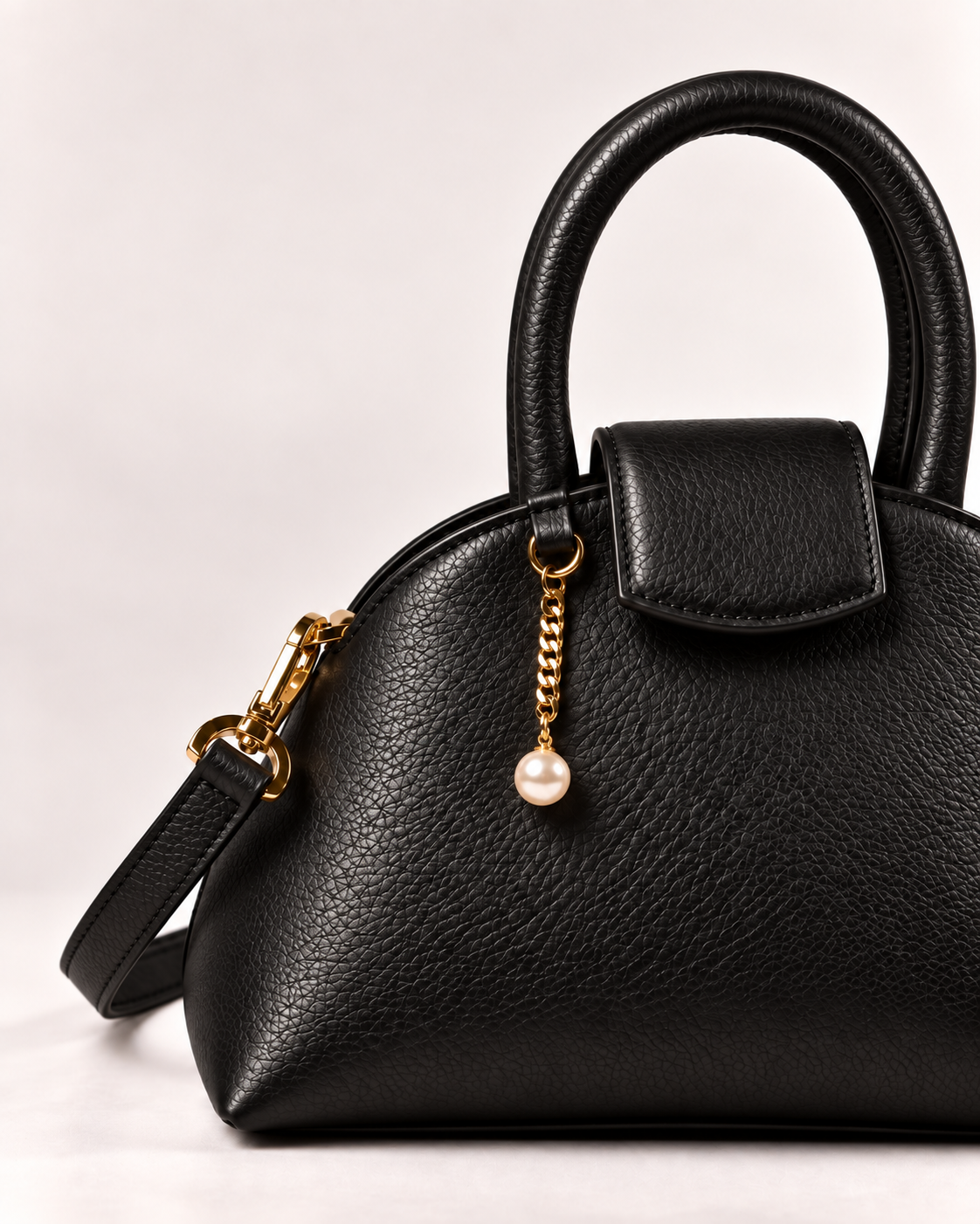 PERLA N°2 Top Handle — Vitello Granato — Black — 03