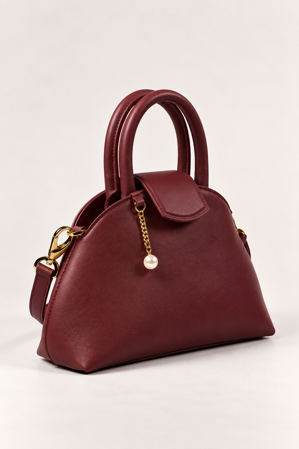 PERLA N°2 Top Handle — Vitello Natural — Bordeaux — 02