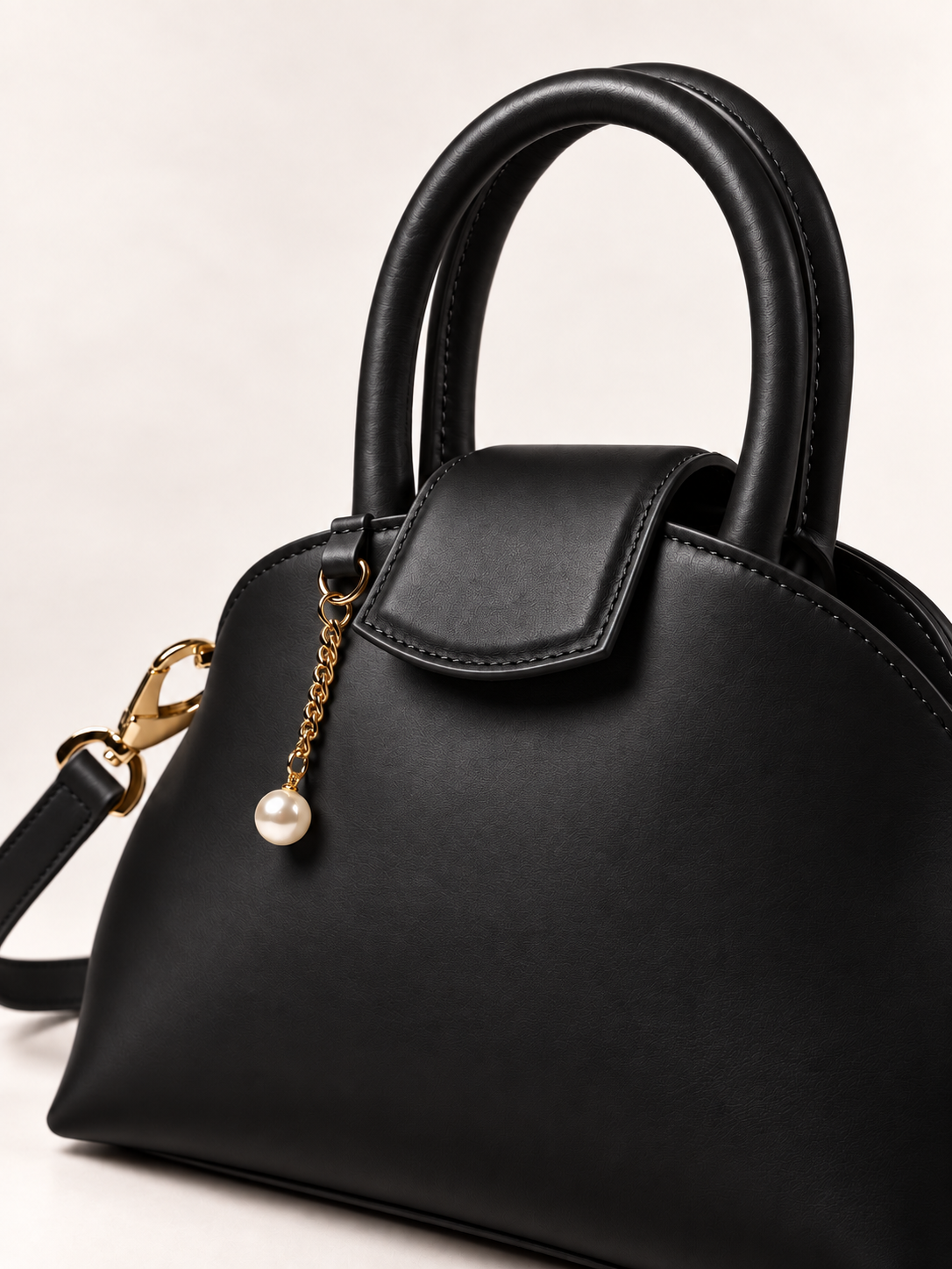 PERLA N°2 Top Handle — Vitello Natural — Black — 05