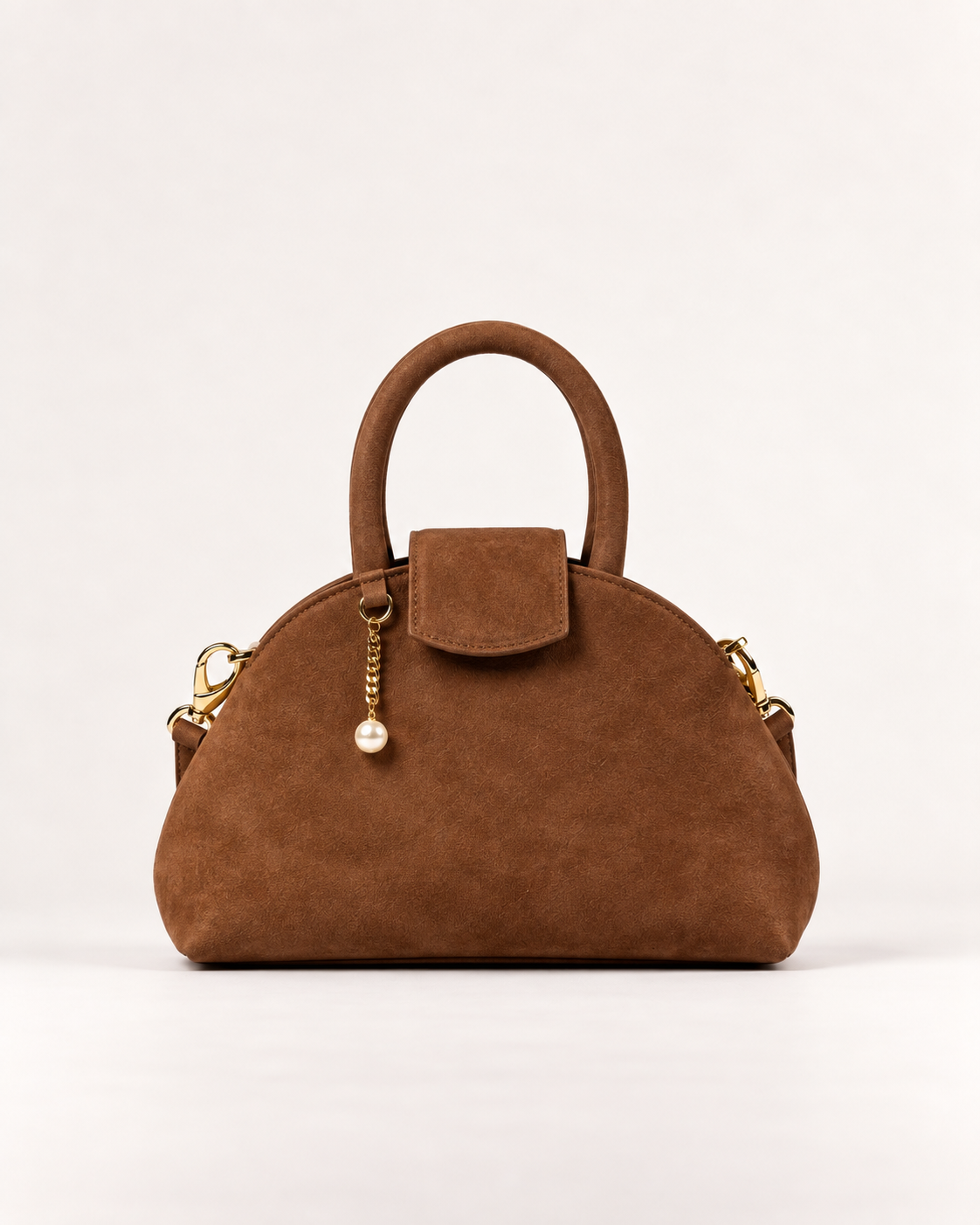 PERLA N°2 Top Handle — Suede — Chocolate — 01