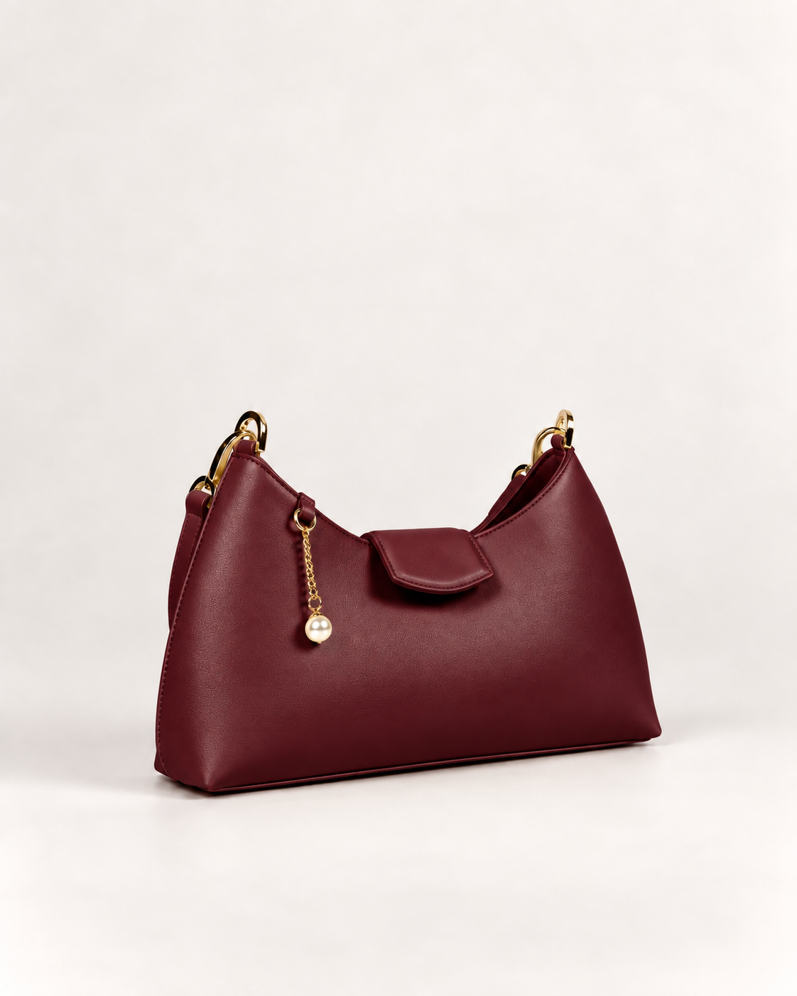 PERLA N°5 Shoulder Bag — Vitello Natural — Bordeaux — 01