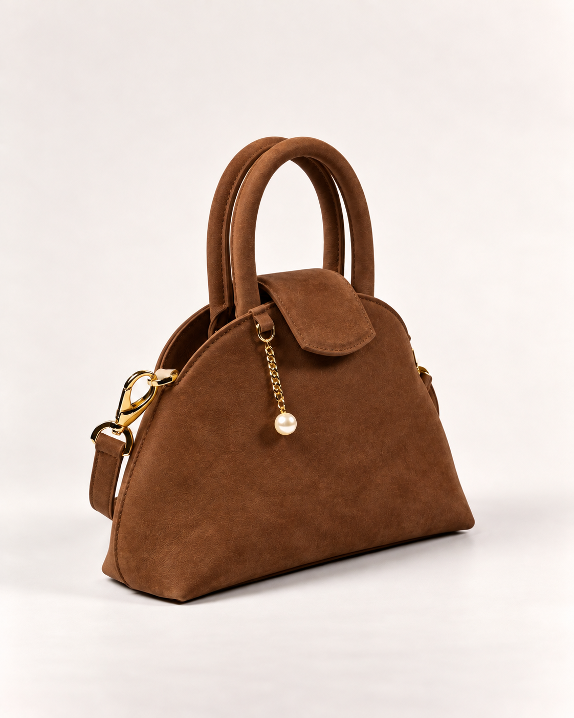 PERLA N°2 Top Handle — Suede — Chocolate — 02