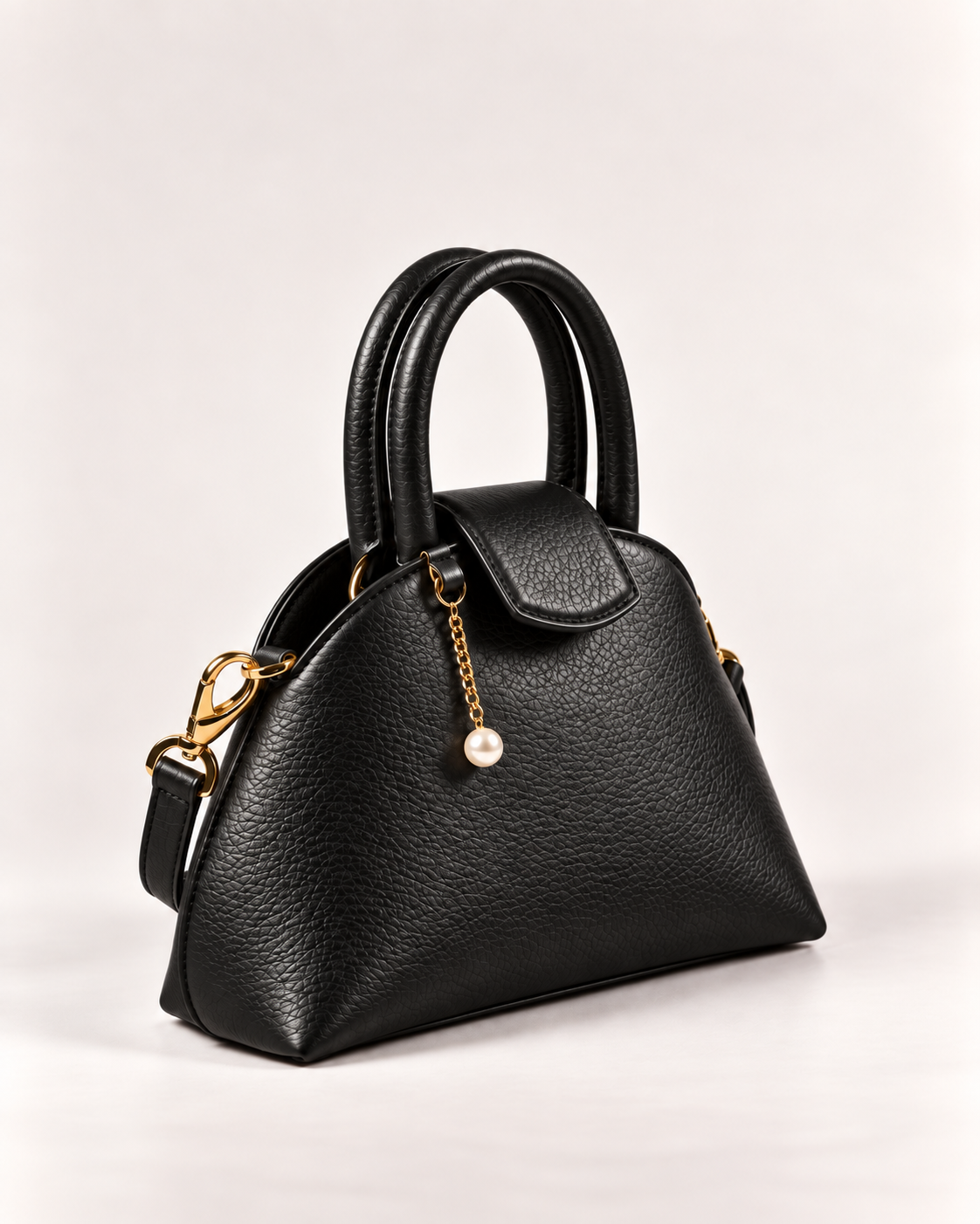 PERLA N°2 Top Handle — Vitello Granato — Black — 01