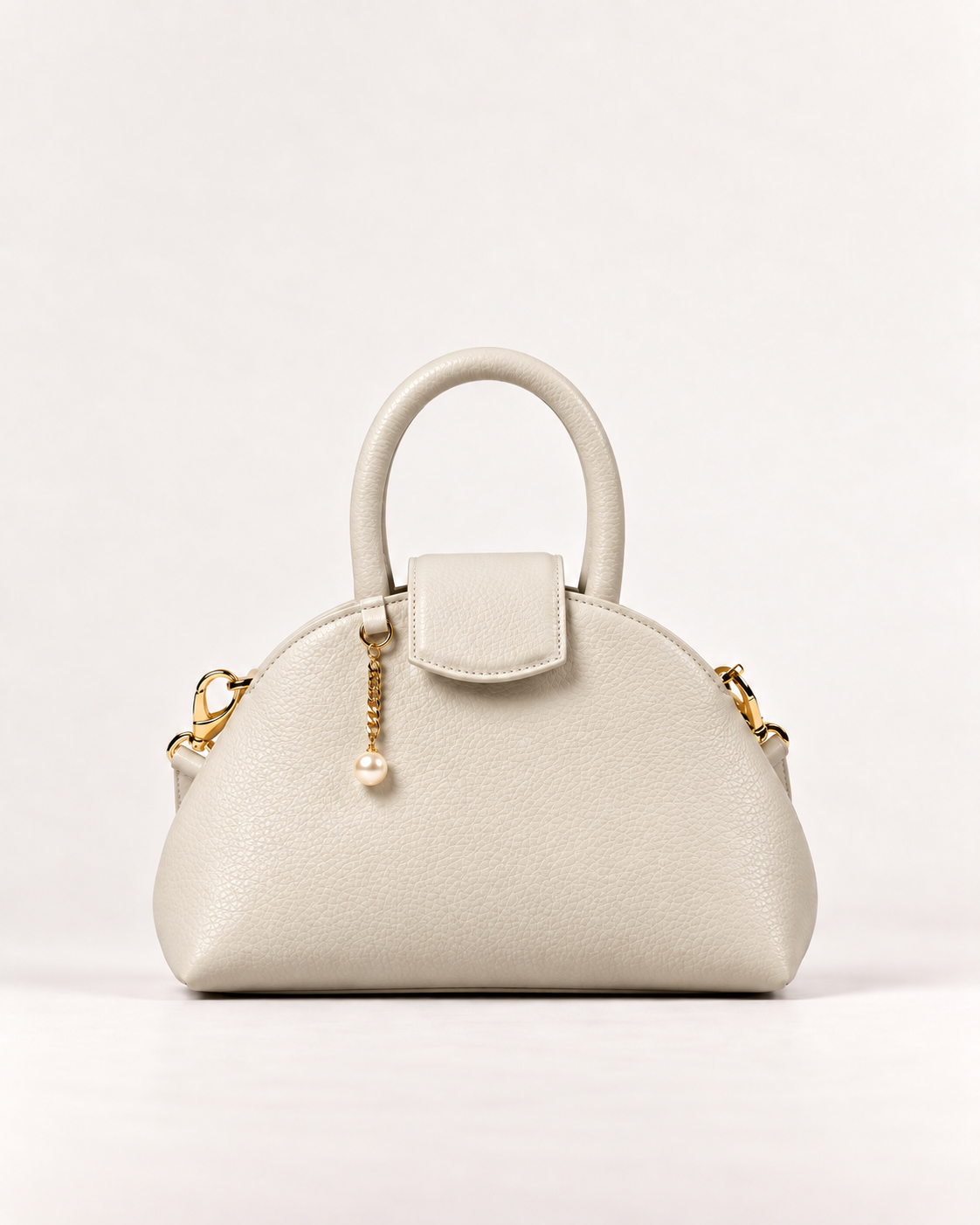 PERLA N°2 Top Handle — Vitello Granato — Pearl White — 01