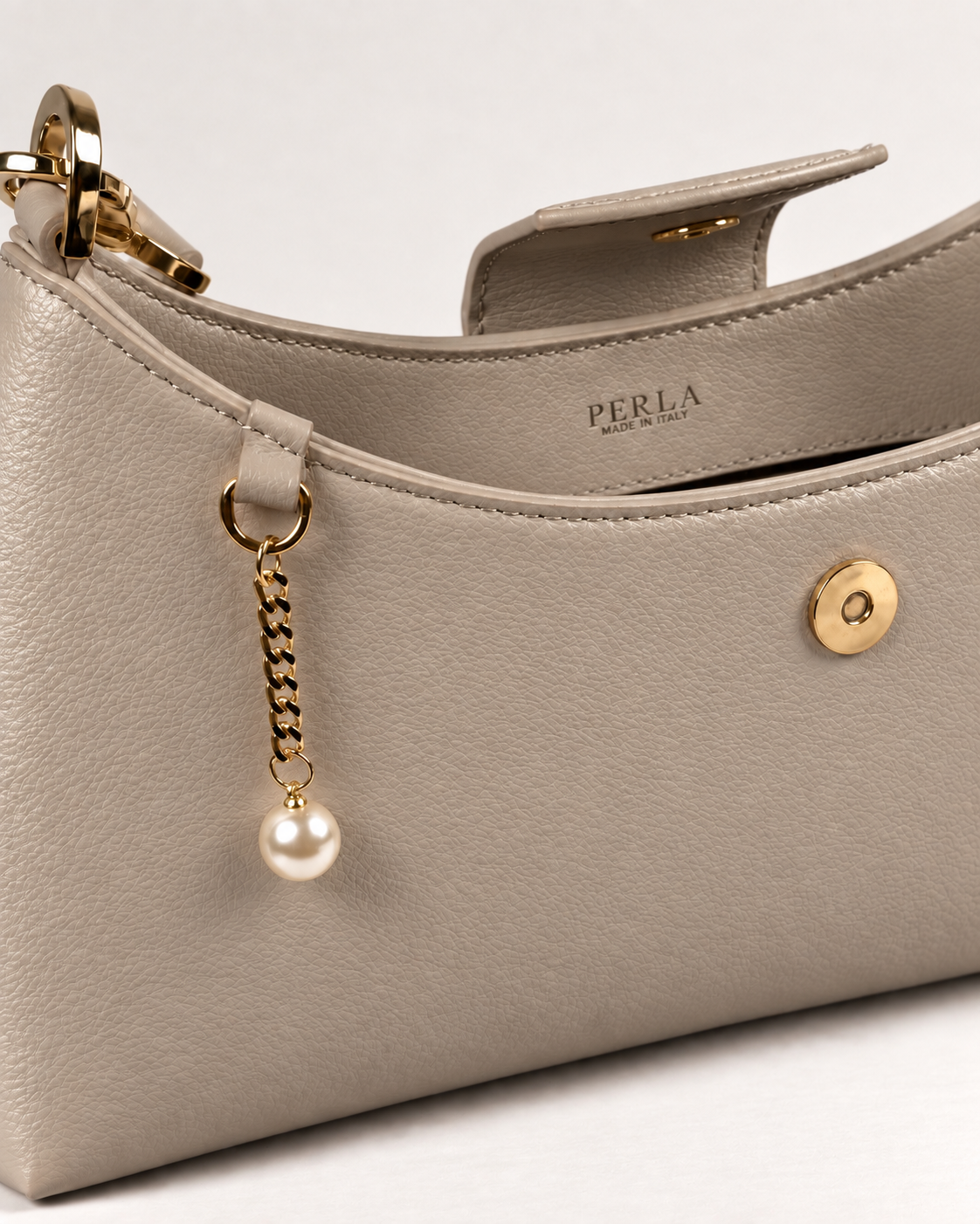PERLA N°5 Shoulder Bag — Vitello Granato — Taupe — 04