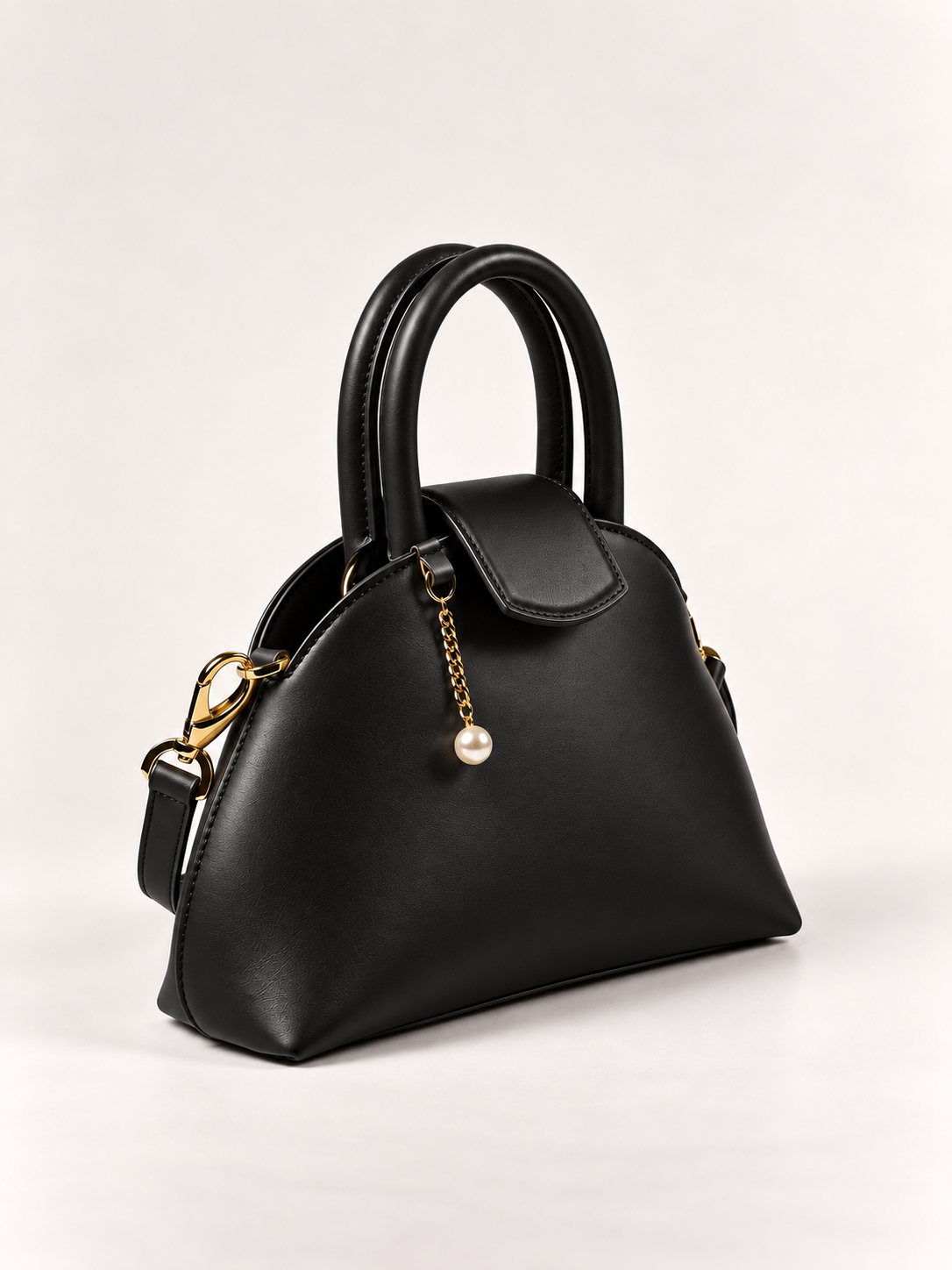 PERLA N°2 Top Handle — Vitello Natural — Black — 02