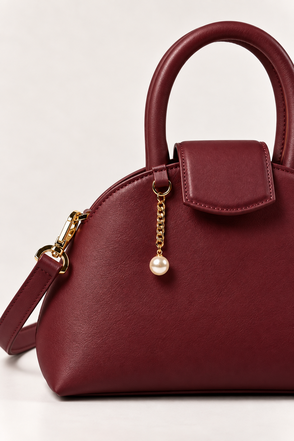 PERLA N°2 Top Handle — Vitello Natural — Bordeaux — 03