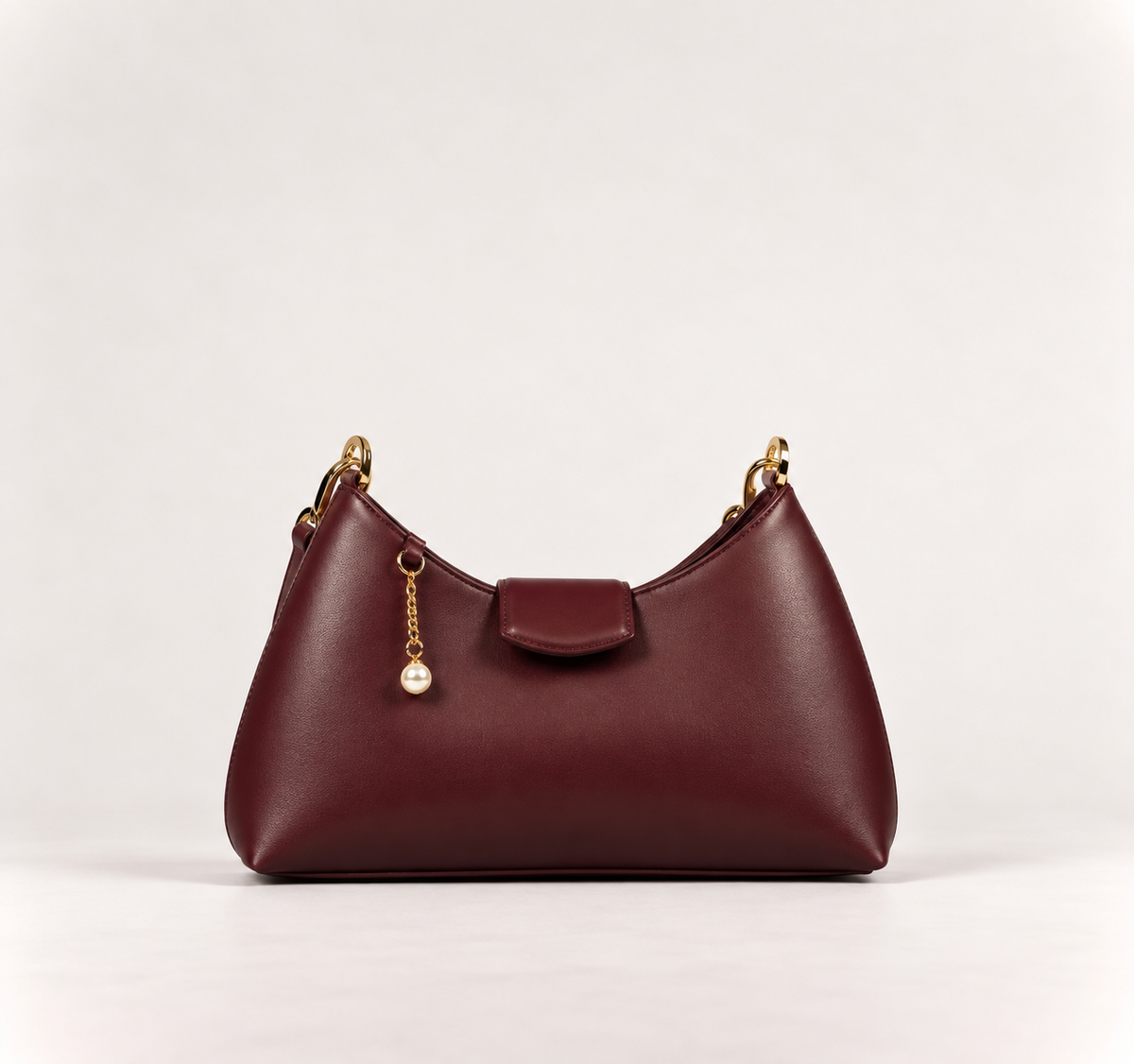 PERLA N°5 Shoulder Bag — Vitello Natural — Bordeaux — 02
