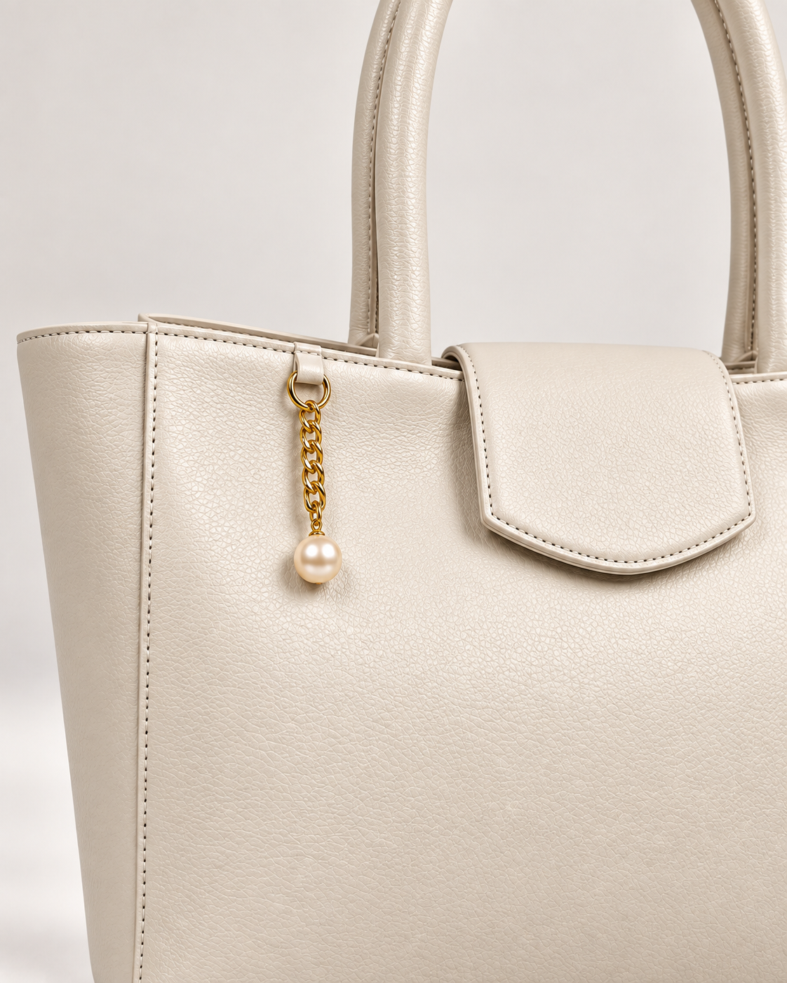 PERLA N°4 Tote — Vitello Granato — Pearl White — 04