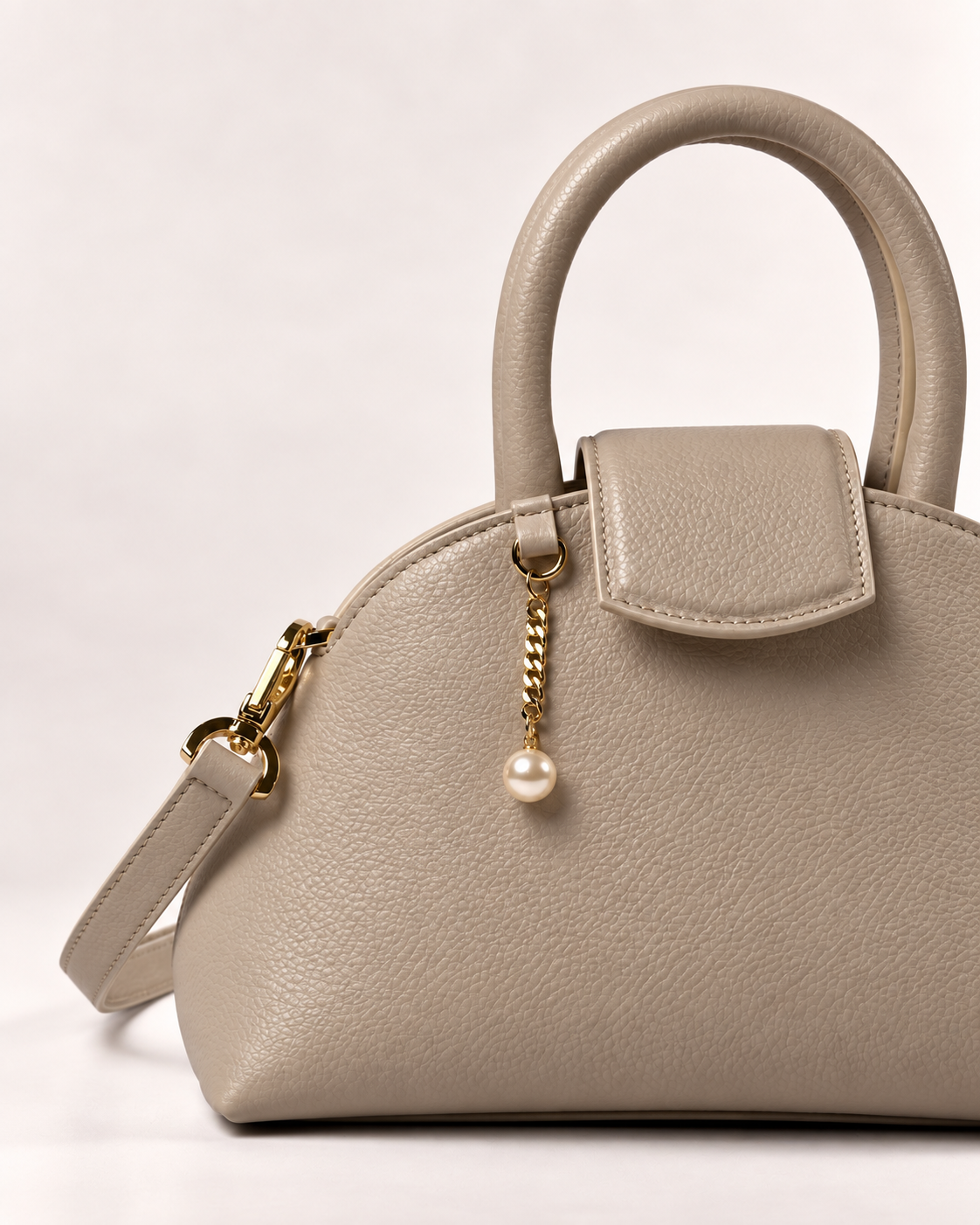 PERLA N°2 Top Handle — Vitello Granato — Taupe — 03