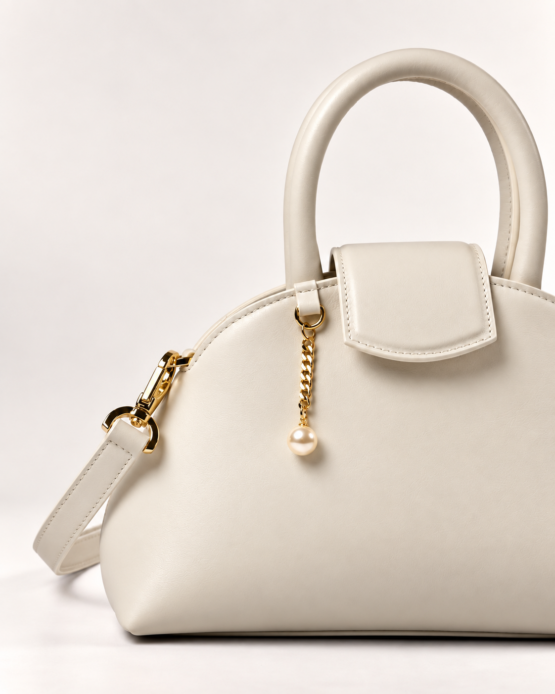 PERLA N°2 Top Handle — Vitello Natural — Pearl White — 03