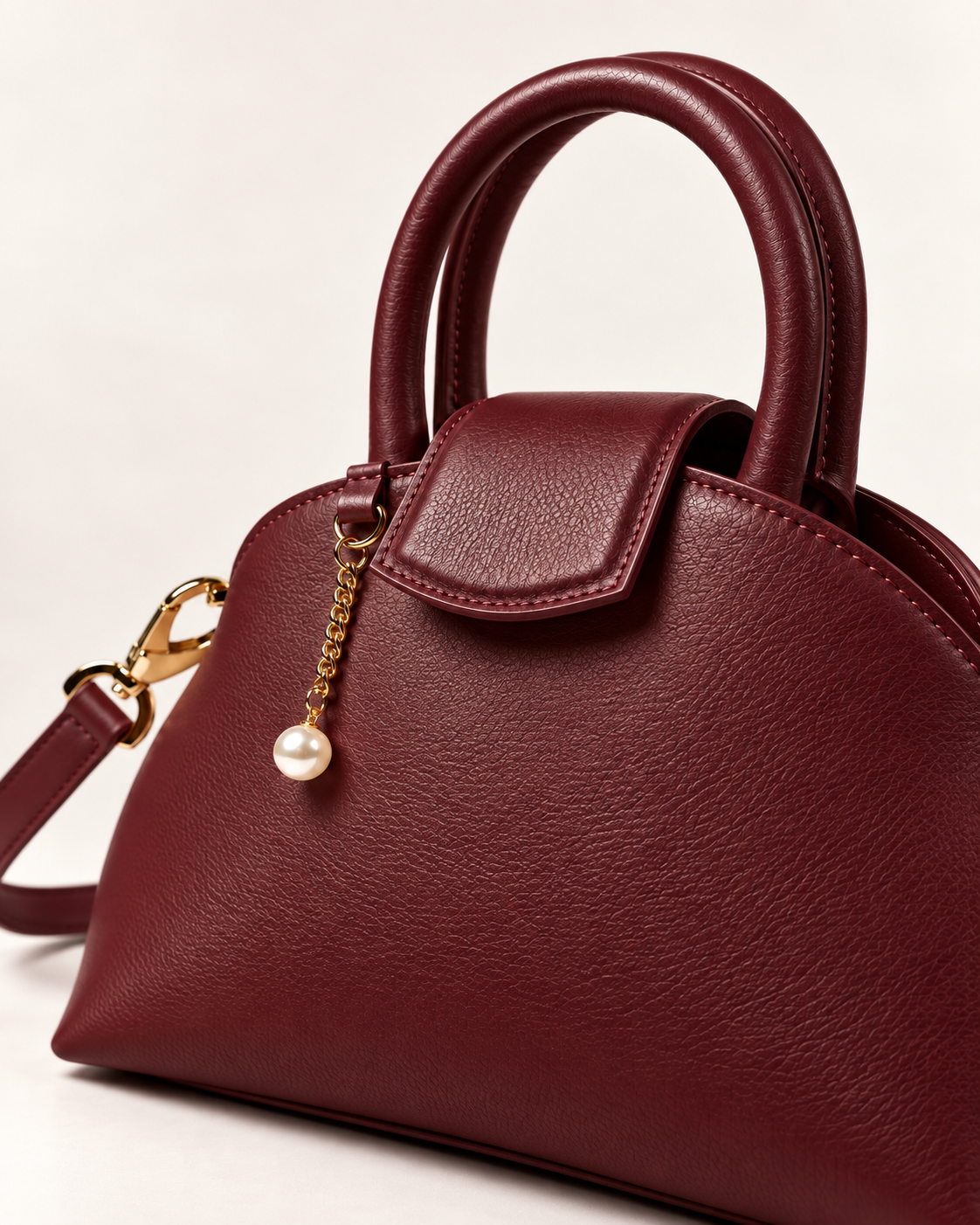 PERLA N°2 Top Handle — Vitello Granato — Bordeaux — 04