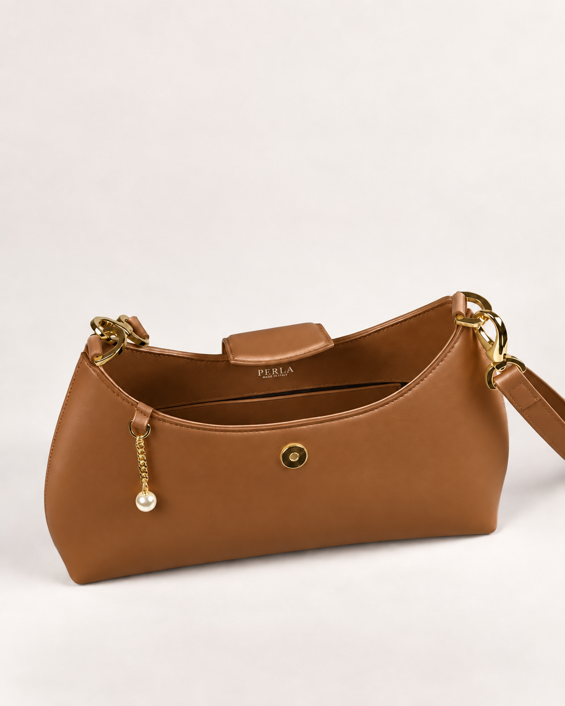 PERLA N°5 Shoulder Bag — Vitello Natural — Caramel — 03