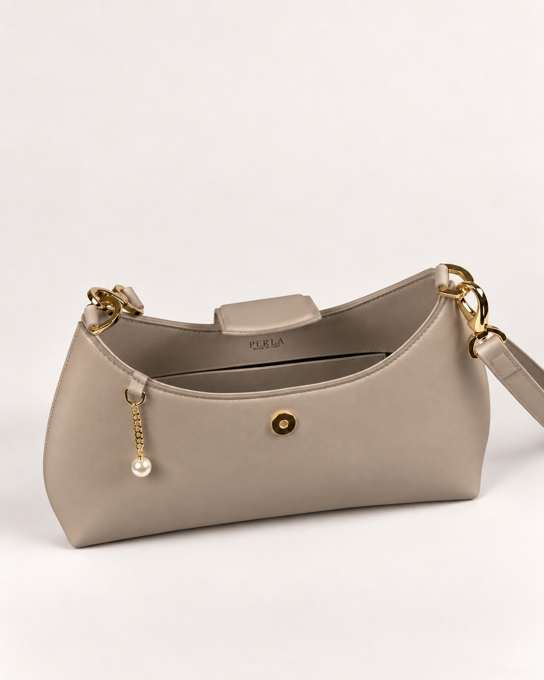 PERLA N°5 Shoulder Bag — Vitello Natural — Taupe — 03