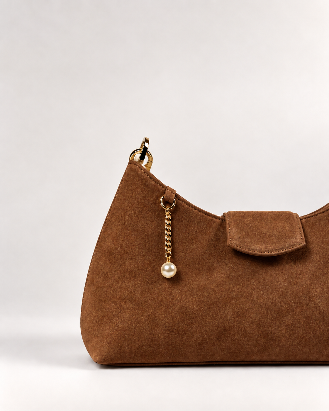PERLA N°5 Shoulder Bag — Suede — Chocolate — 02