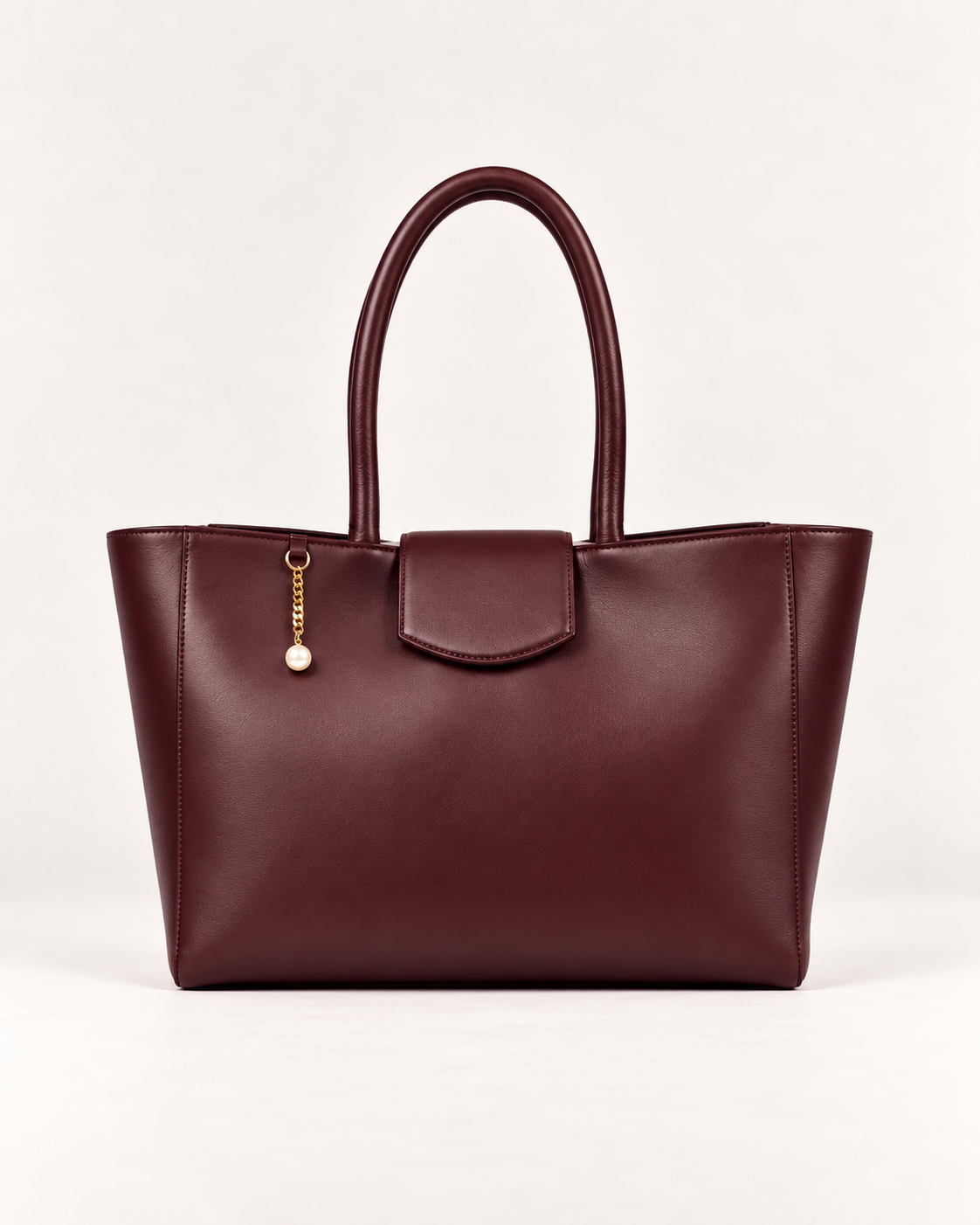 PERLA N°4 Tote — Vitello Natural — Bordeaux — 01