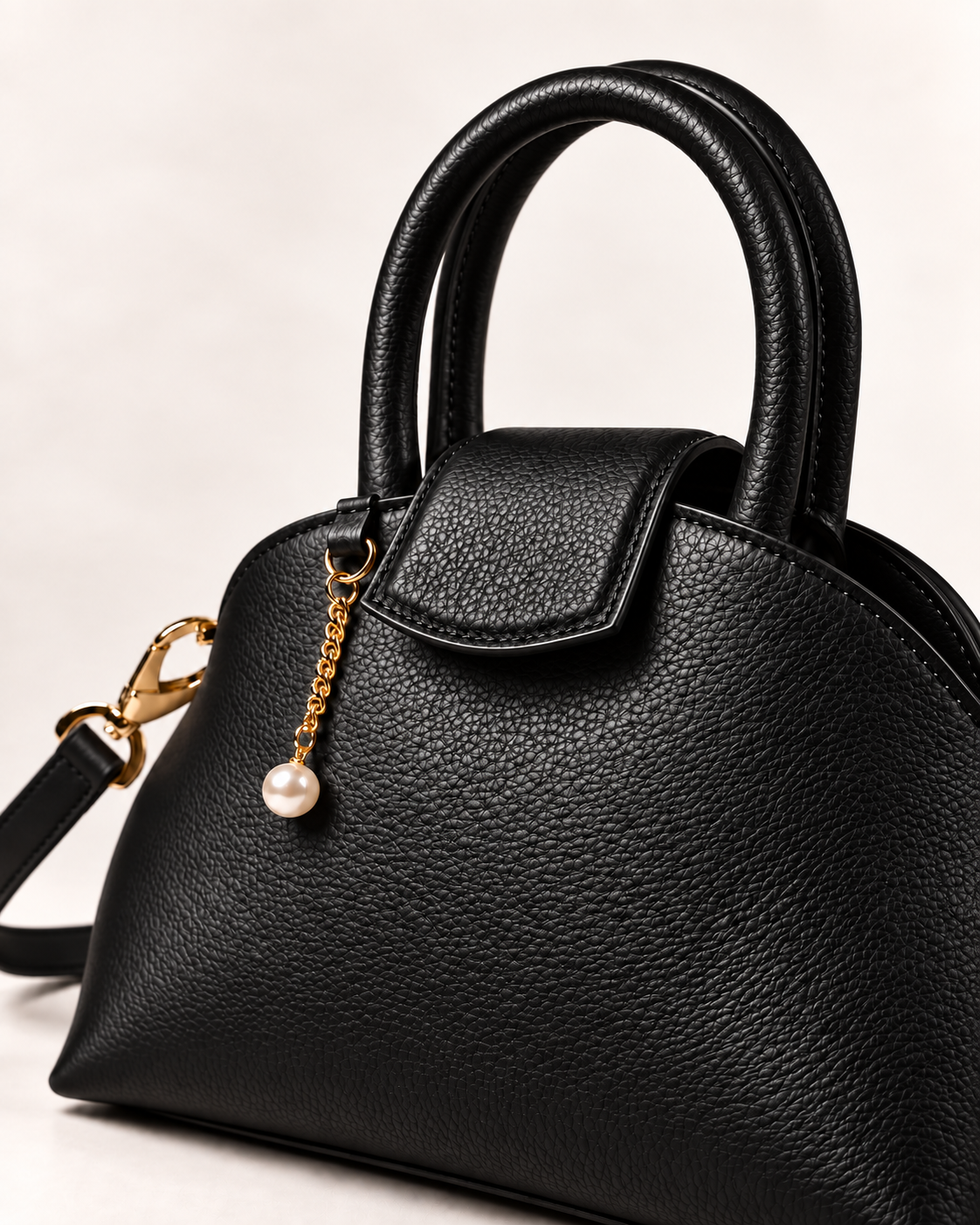 PERLA N°2 Top Handle — Vitello Granato — Black — 04