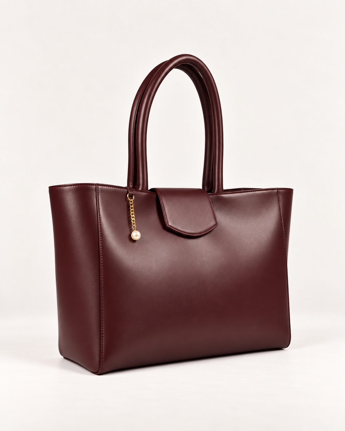 PERLA N°4 Tote — Vitello Natural — Bordeaux — 02