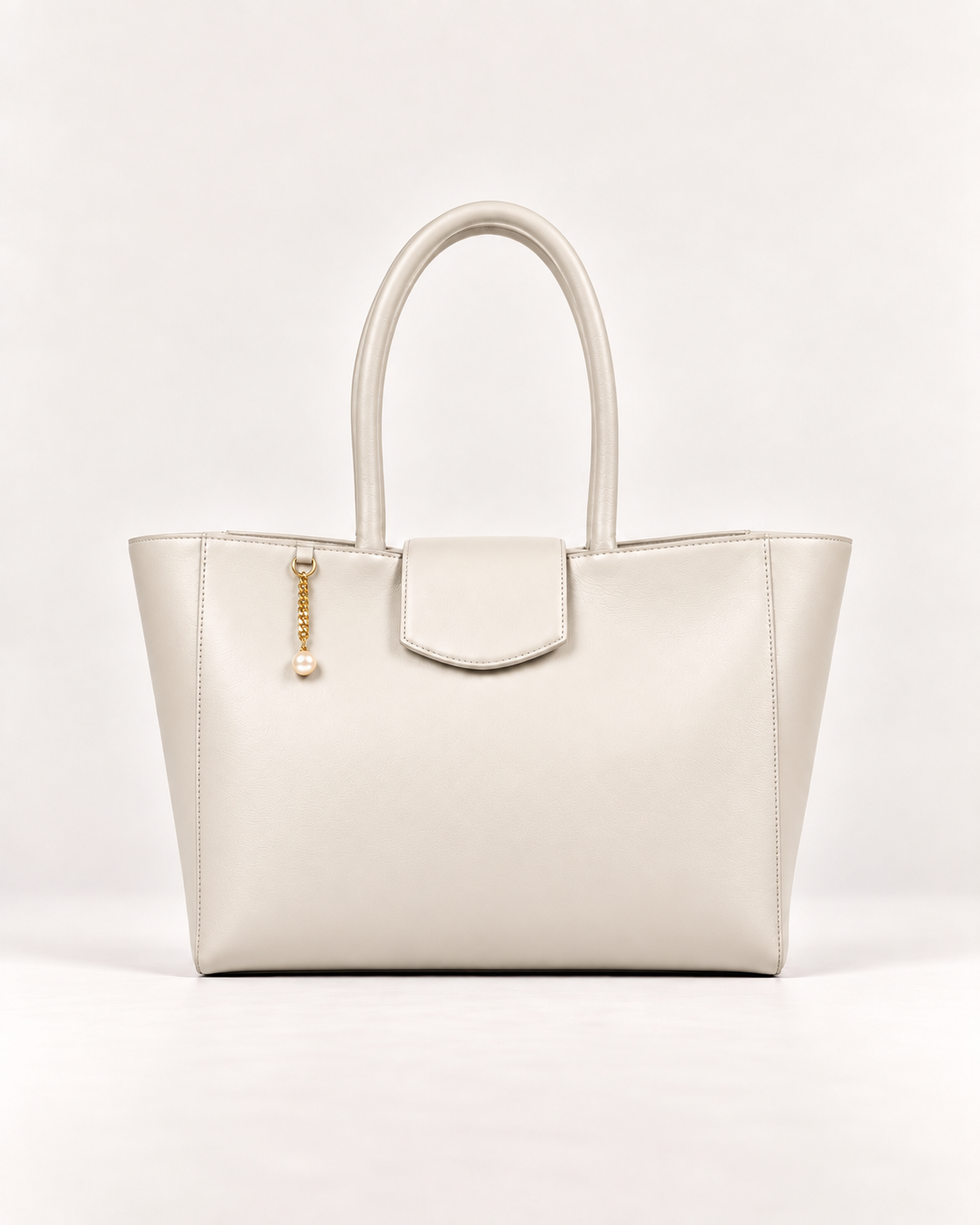 PERLA N°4 Tote — Vitello Natural — Pearl White — 01