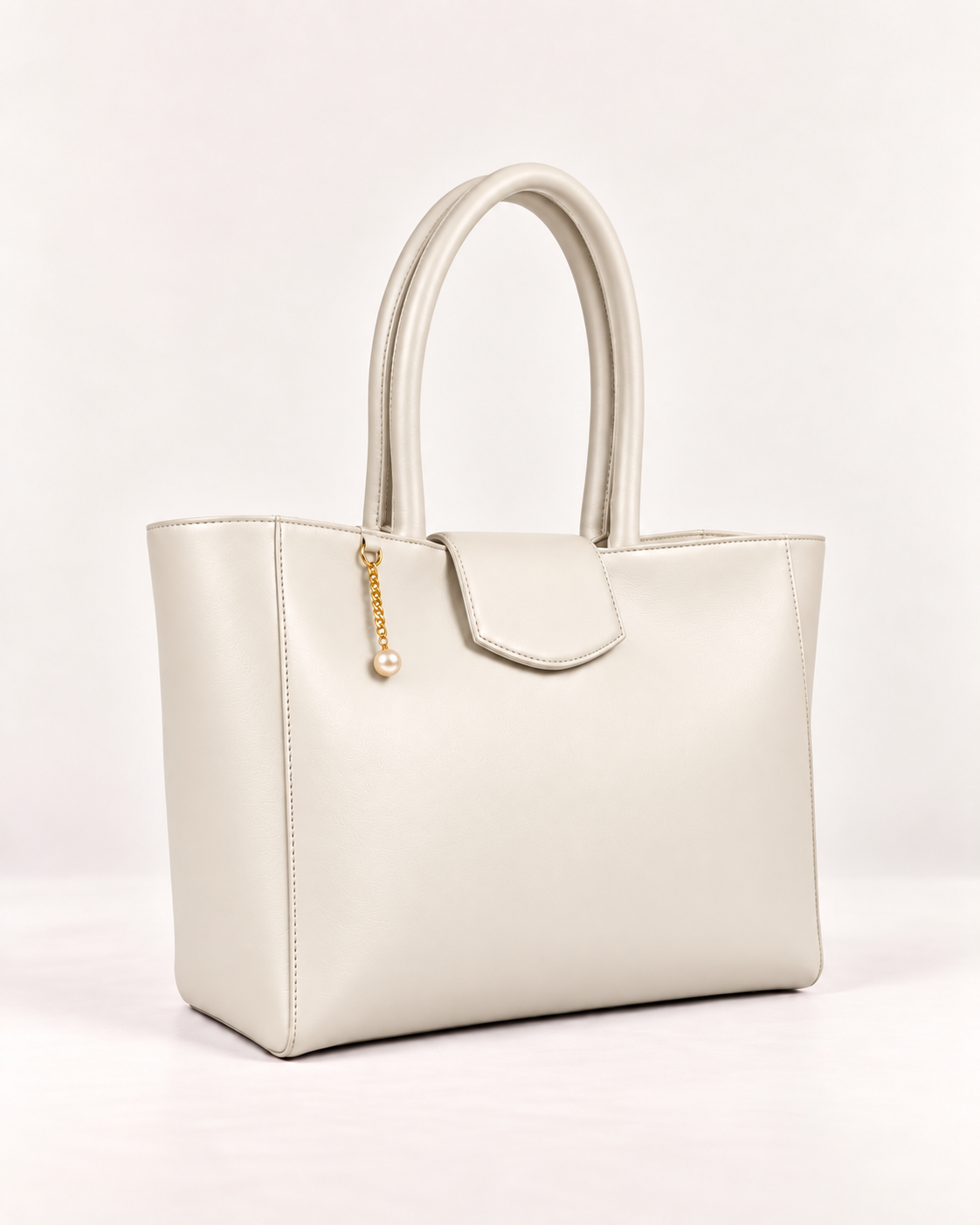 PERLA N°4 Tote — Vitello Natural — Pearl White — 02