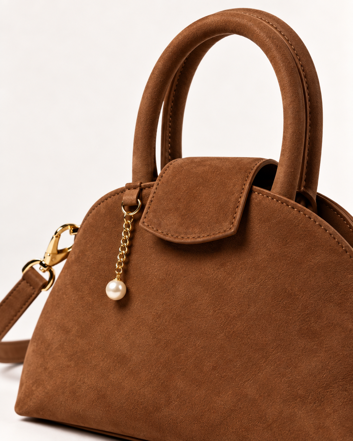 PERLA N°2 Top Handle — Suede — Chocolate — 04