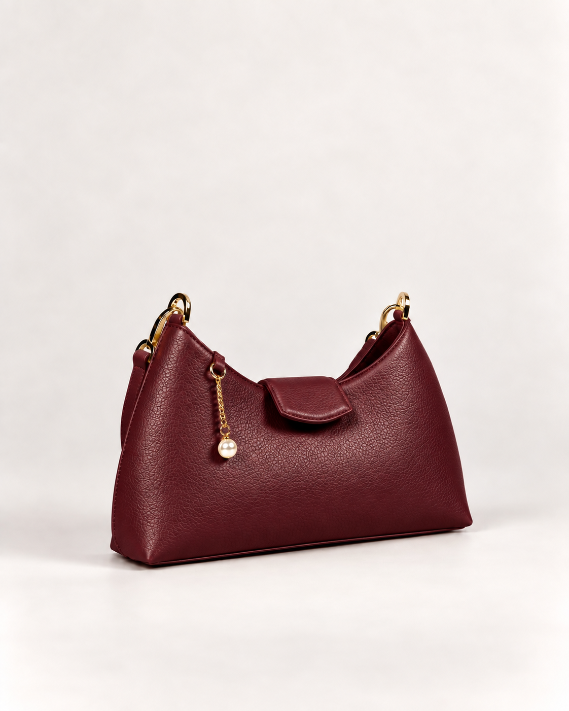 PERLA N°5 Shoulder Bag — Vitello Granato — Bordeaux — 02