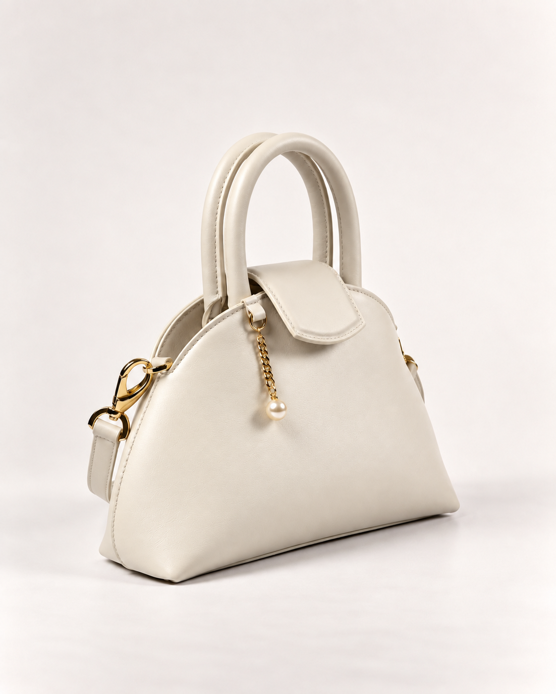 PERLA N°2 Top Handle — Vitello Natural — Pearl White — 02